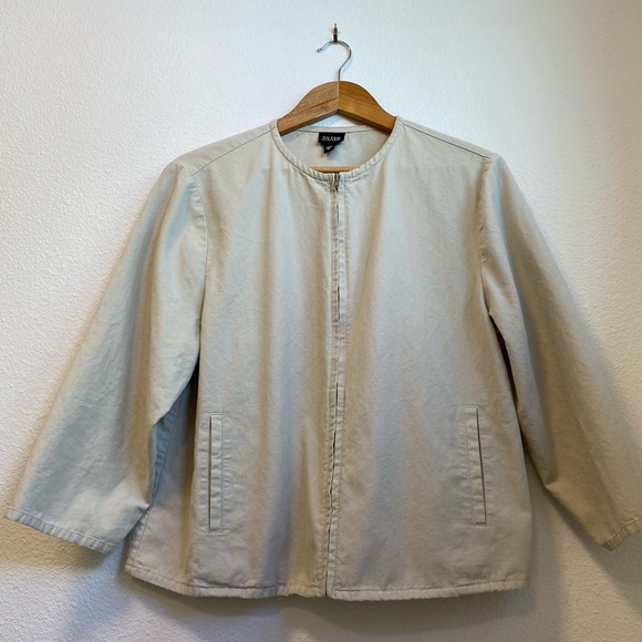 Eileen Fisher Zip Up Light Cream Jacket - Picture 8 of 10